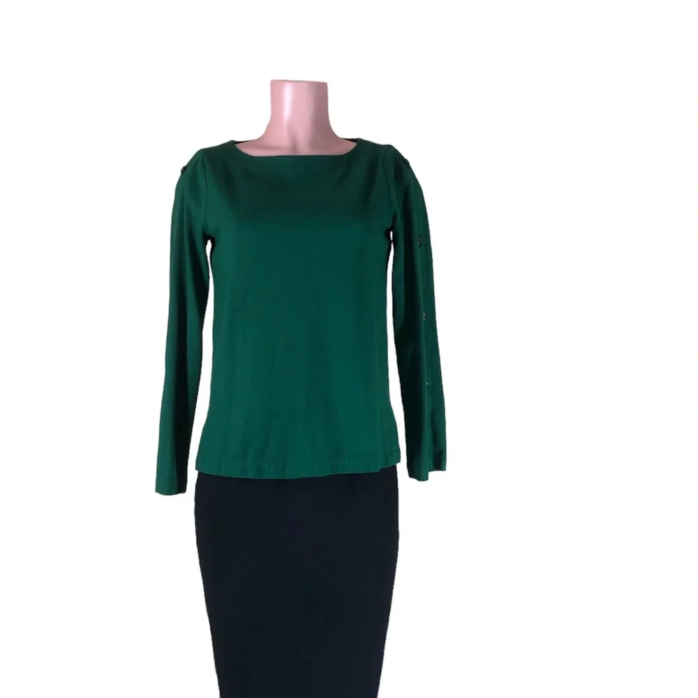 J Jill Top Blouse Womens XSmall Grenn Ponte Round Neck Long Sleeve Knit… - Picture 7 of 16